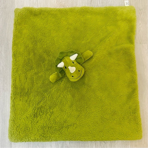 Land of Dreams Security Blanket Green Dinosaur Triceratops Plush Lovey Baby Soft - Picture 1 of 5
